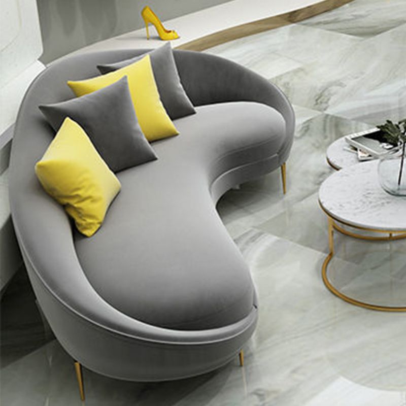Sloped Arm Curved Sofa ,Wool Contemporary 38.19" W Sofa for Apartment