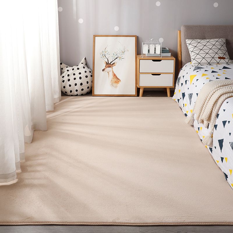 Tapis contemporain solide à shag en polyester