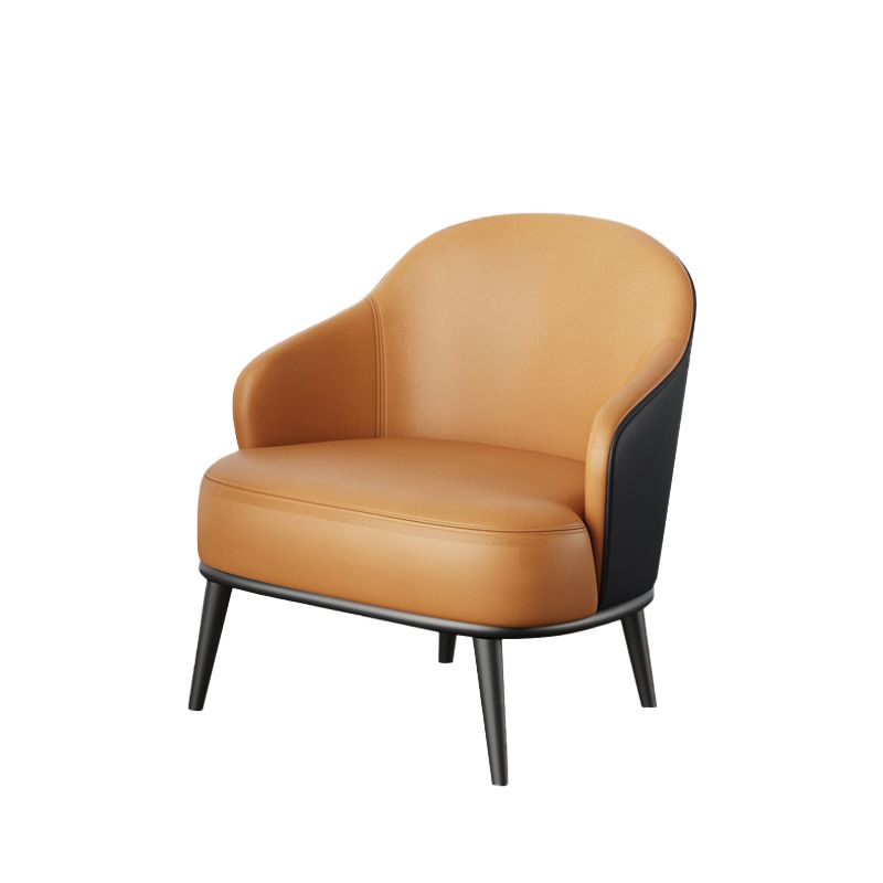 Contemporary Leather Arms Included Sloped Arms Accent Armchair