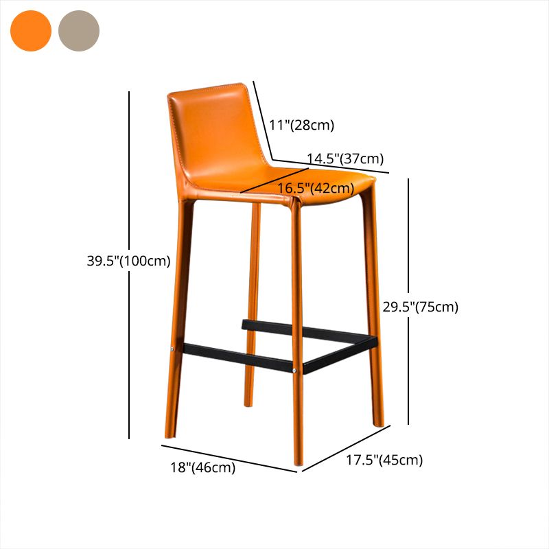 Contemporary Leather Barstool Indoor Bar Stool with Iron Legs and Low Back