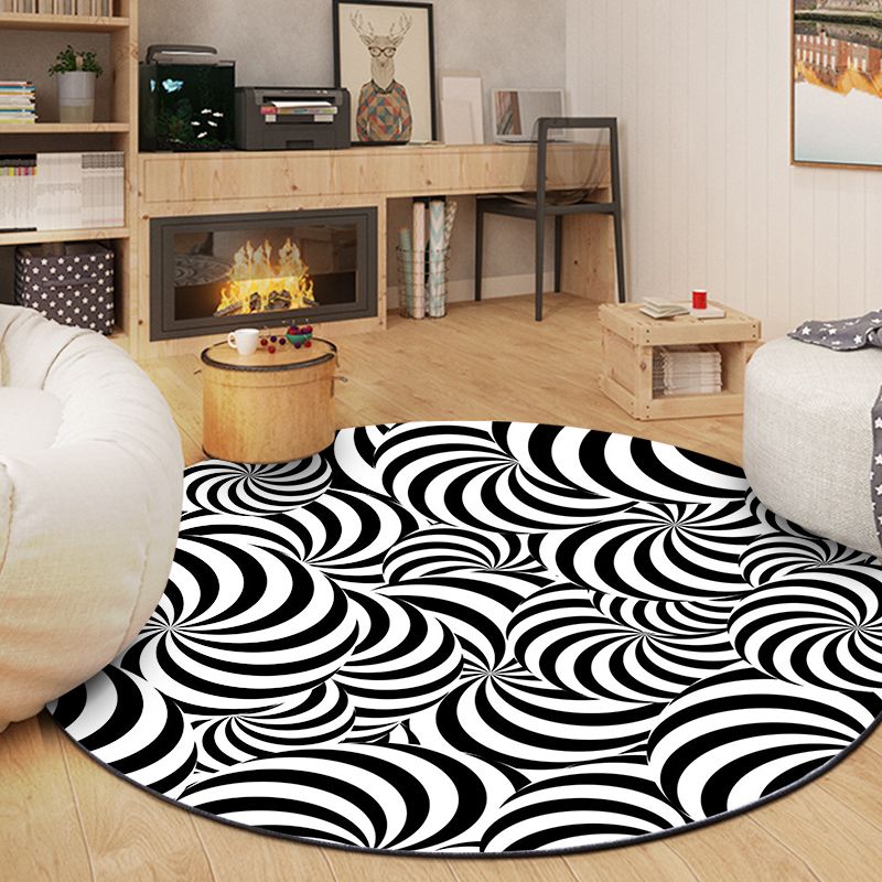 Round Creative Living Room Carpet 3D Earth Print Rug Polyester Washable Carpet with Non-Slip Backing