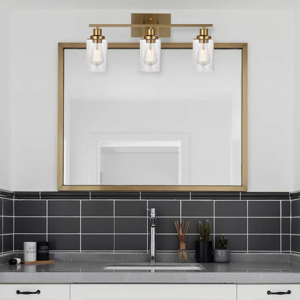 3-Licht-Zylinder Waschtischwandleuchten Retro Industrial Style Glass Waschtisch Licht