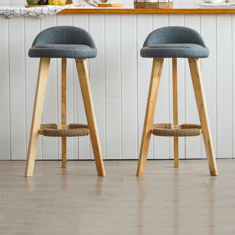 Modern Armless Backrest Counter Stool Wood Milk Tea Shop Bar Stool with Cushion and Pedal