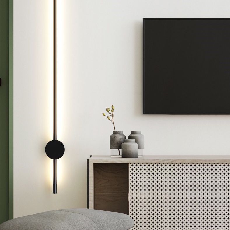Black Aluminum Modern Wall Sconce Linear Wall Mounted Light for Living Room