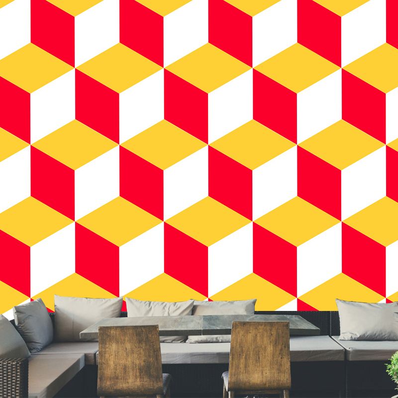 Huge Stylish Graphic Wall Mural Boys Room Geometry Wall Art in Pastel Color, Stain-Proofing