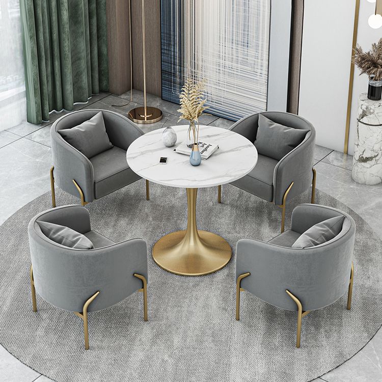 Scandinavian Style Sintered Stone Top Dining Set with Round Table Dining Furniture