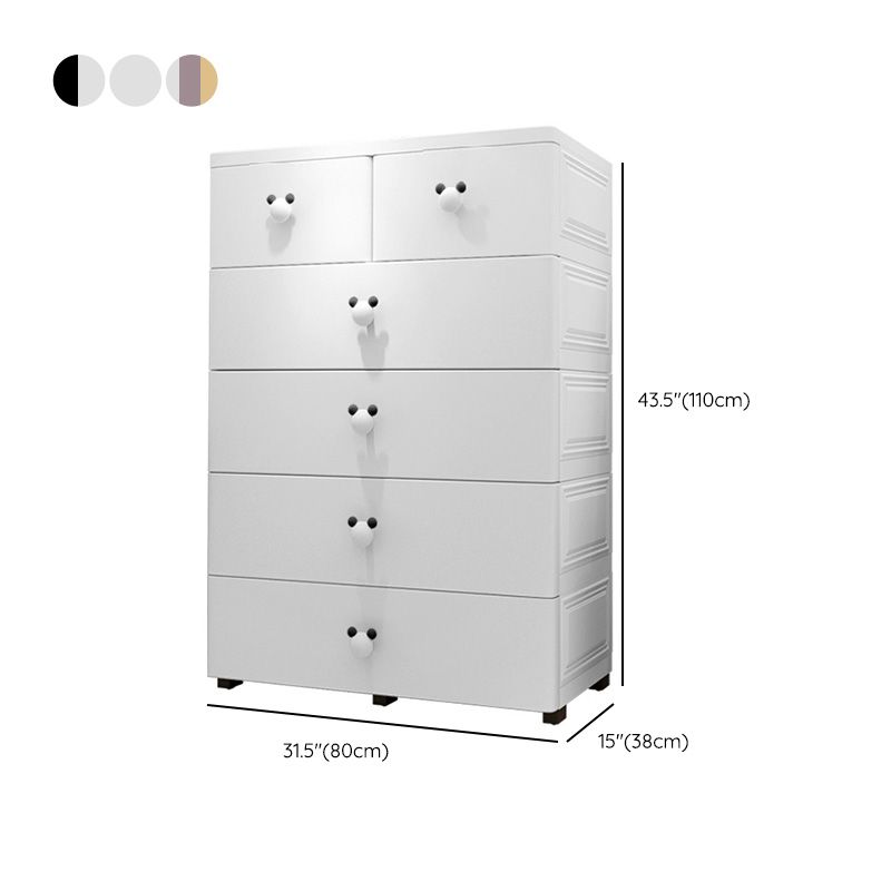 Plastic Matte Finish Non-Hanging Armoire Modern Storage Cabinet with Drawers