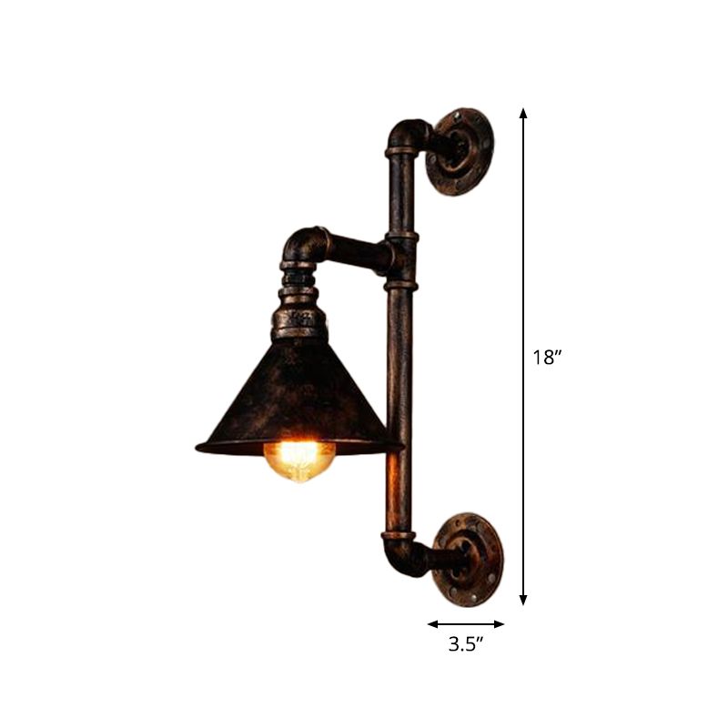 Industrielle Stil konische Wandlampe 1 Kopf Eisenwandhalterung mit Klammer in antiker Bronze