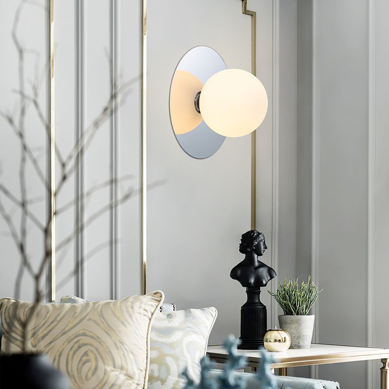 Nordic Style Wall Sconce White Glass Globe Wall Mounted Light for Living Room
