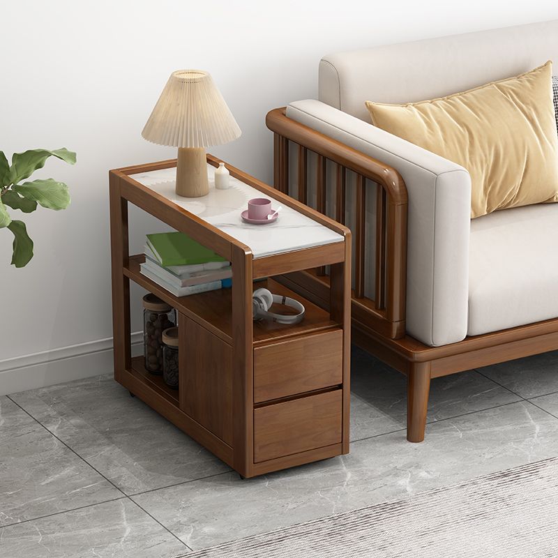 27.6" W x 11.8" D x 24.4" H End Slide Table Wood Rectangular Shape Corner Table