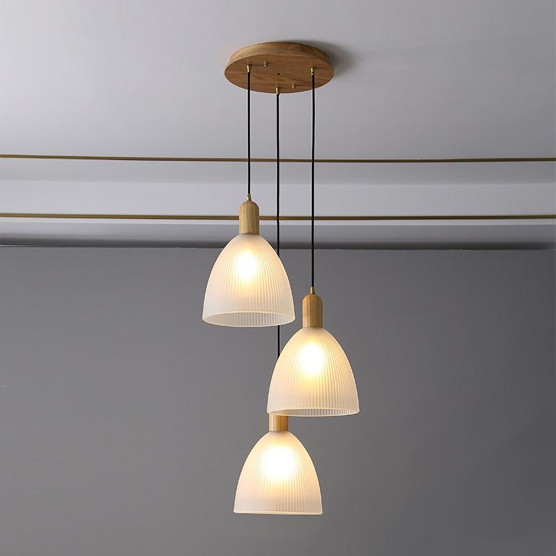 Wooden Dome Pendant Light in Modern Concise Style Glass Indoor Hanging Lamp