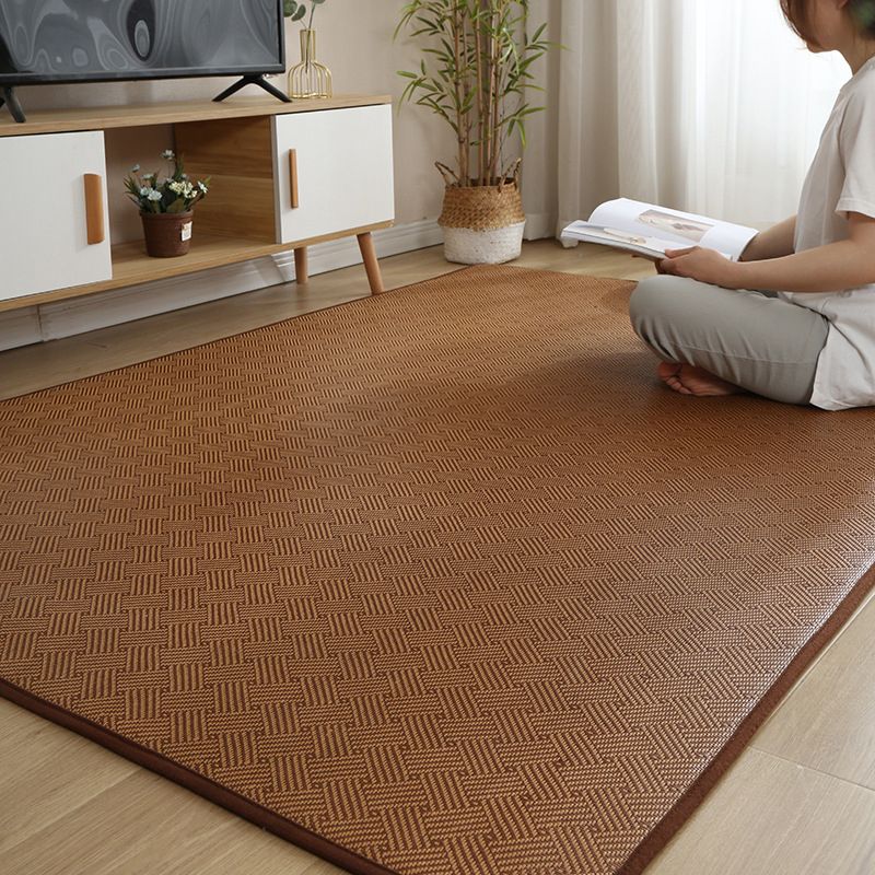 Dark Brown Village Rug Polyester Sisal Rug Non-Slip Backing Rug for Drawing Room