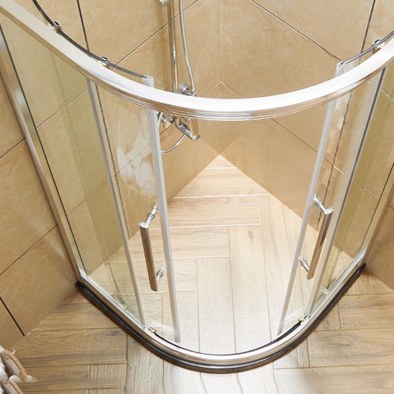 Rounded Framed Shower Enclosure Tempered Glass Double Sliding Shower Kit