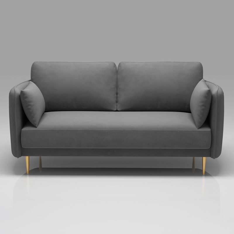 Square Arm Contemporary Settee Sofa Standard Velvet Settee Couch