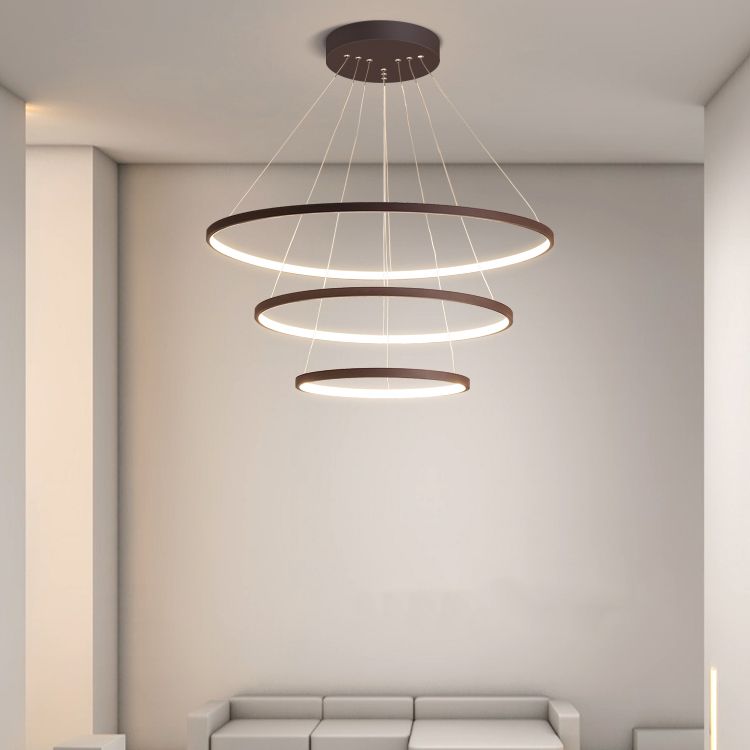 Metal Round Flush Ceiling Light Modern Multi Lights Flush Mount Lighting Fixture in Brown