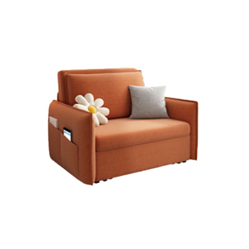 Modern Orange Seating Convertible Sofa Bed with Pillows for Apartment