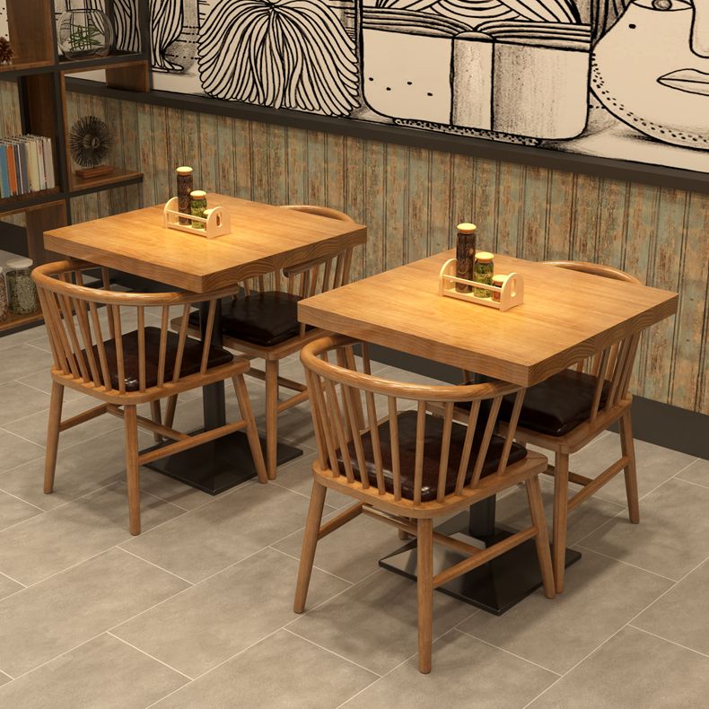 Solid Wood Industrial Dining Table Set 1/2/3/5 Pcs Light Brown Dinette Set