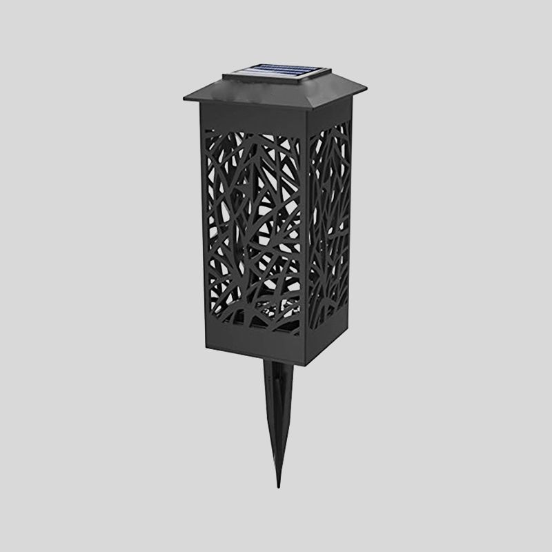 Black House Hollow out LED Stake Light Modern Plastic Solar Lawn Lighting for Garden