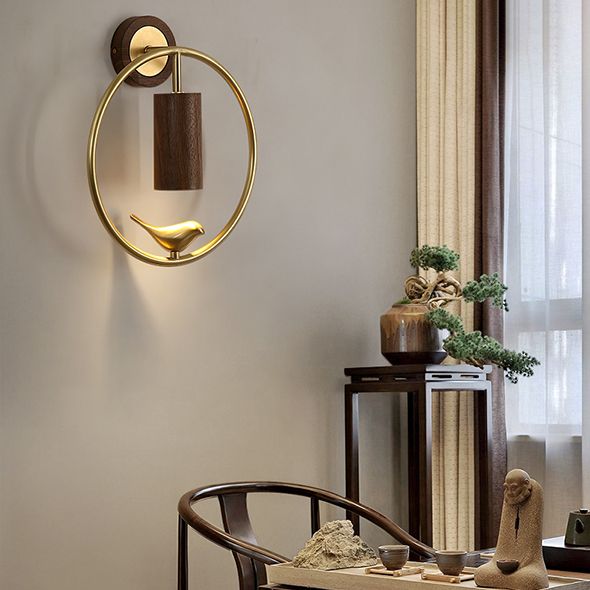 Luce di applique a muro Contemporaneo moderno luce interna in legno e ottone