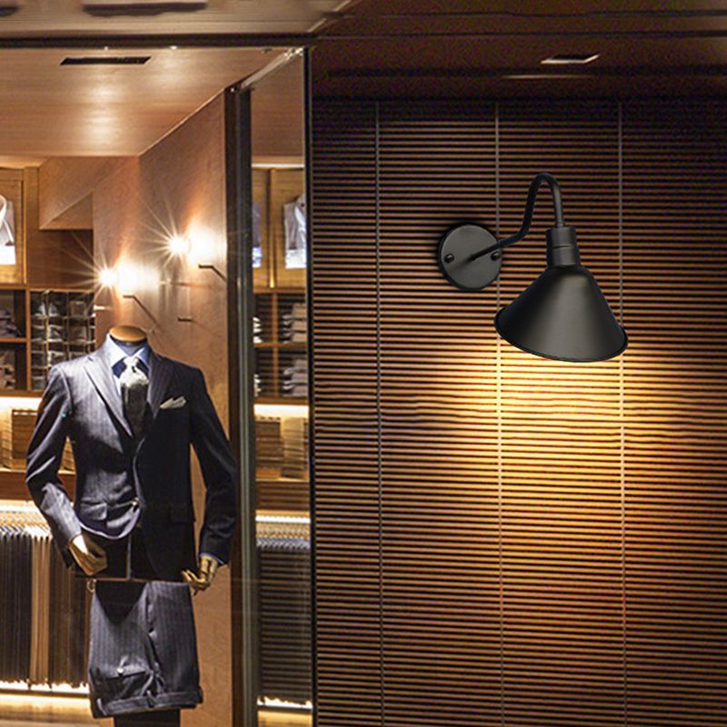 Industrial Cone Wall Light Fixture Metal 1 Light Wall Sconce