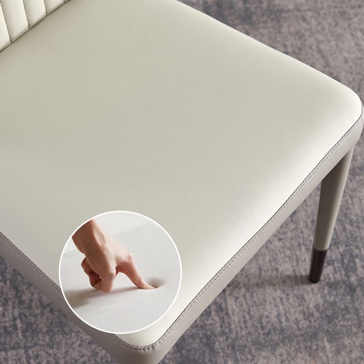 Moderne stijl armloze zijstoelen stevige lederen eetkamerstoelen voor de keuken (set van 2)