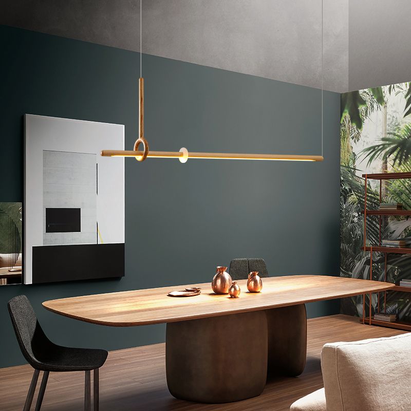 Modern Minimalist Style Linear Chandelier Light Fixtures Wood Pendant Light Fixtures