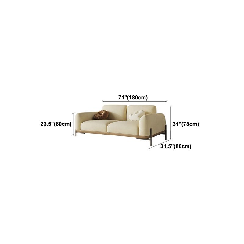 Standard Contemporary Faux Leather / Velvet Sofa Couch in Beige