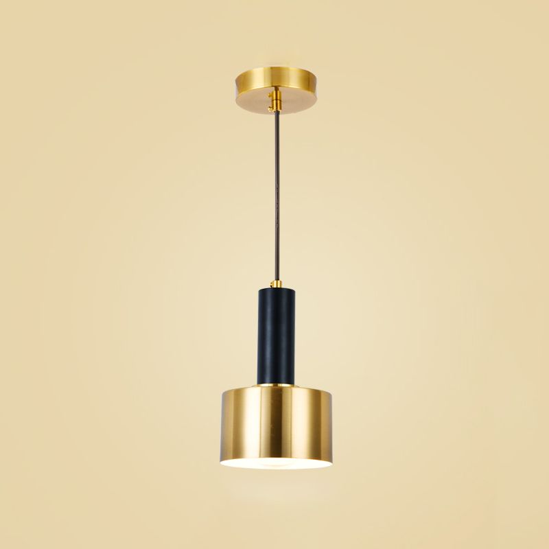 Modern Artistic Cylindrical Pendant Light Electroplate Iron Hanging Lamp for Dining Room