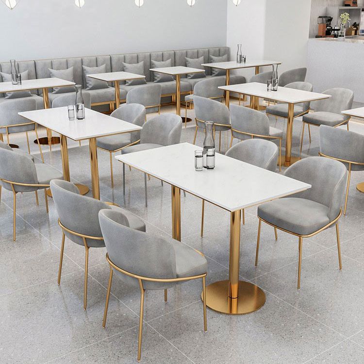Silla de comedor escandinava de metal para comedor, silla sin brazos amortiguada con respaldo