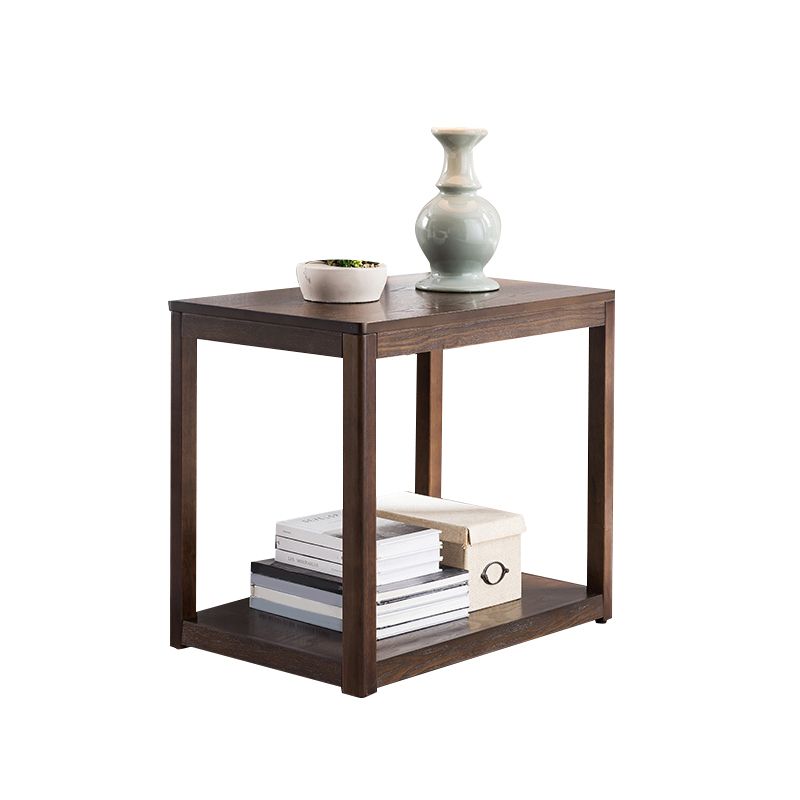 Farmhouse Wooden Side Table One Shelf Side Table with Wood Legs