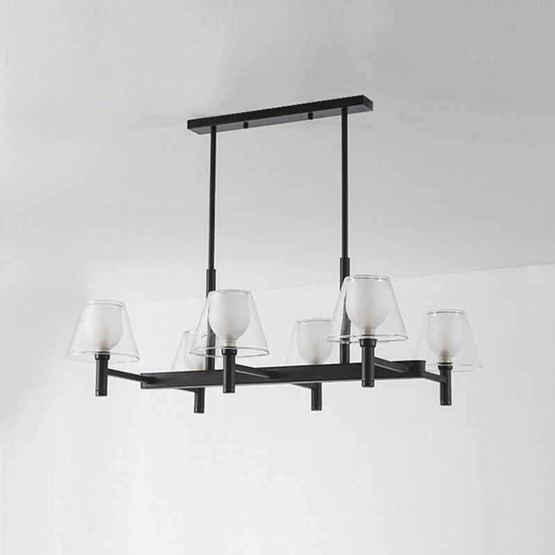 Industrial Island Light Glass Pendant Lighting Fixture for Dining Room