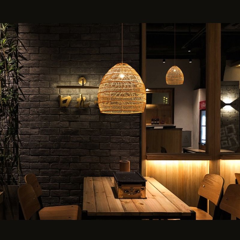 Modern Hand-Woven Suspension Pendant Light Rattan 1 Light Pendant