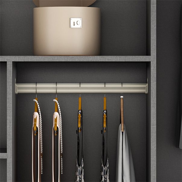 Contemporary Style Wardrobe Armoire Grey Engineered Wood Wardrobe