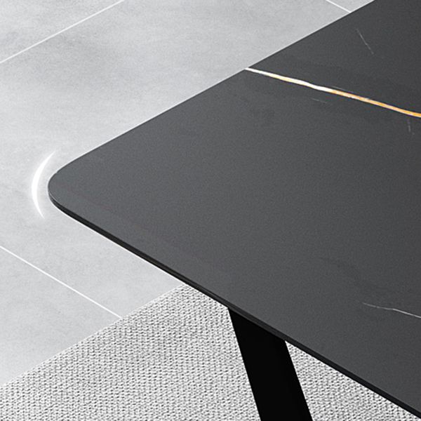 Mesa de comedor de estilo industrial mesa de piedra rectangular con base de caballete
