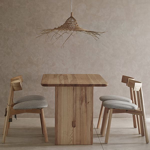 Modern Rectangle Trestle Dining Table Natural Ash Wood Table