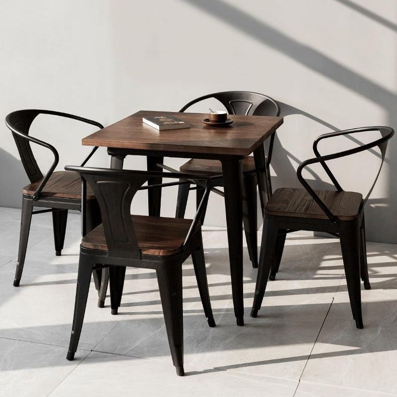 Industrial 1/2/5 Pieces Furniture Solid Wood Dining Set in Brown
