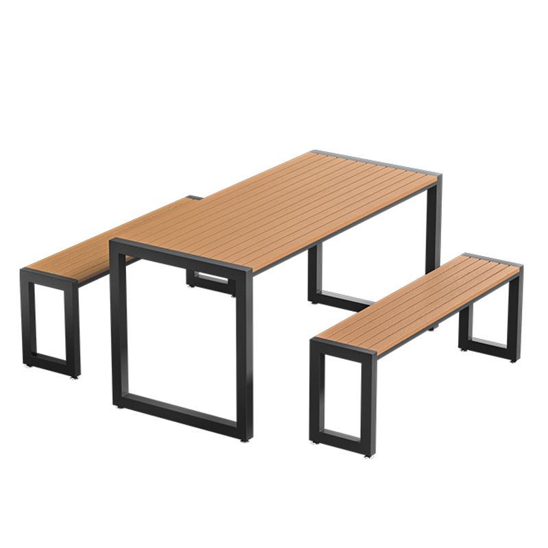 Faux Wood Dining Table Set Contemporary 1/3/5 Pcs Outdoor Dining Set