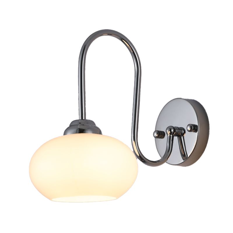 Nordic Style Wall Light Silvery Wall Lamp with Glass Shade for Bedroom