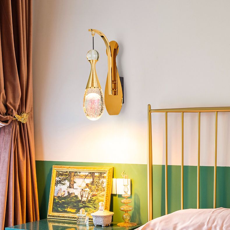 Nordic Style LED Sconce Light Fixture Teardrop Wall Lighting Fixture with Crystal Shade