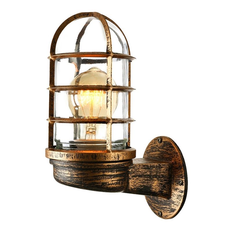 Modern Metal Wall Sconce Cylinder Shape Vanity Lamp with Glass Shade for Bathroom