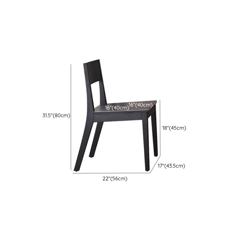 Modern Armless Backrest Wood Chair with Ash Legs for Dining Room