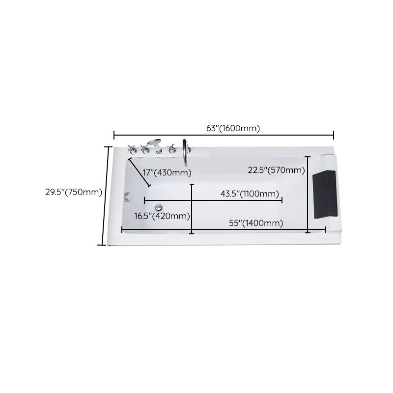 Acrylic Soaking Bathtub Antique Finish Drop-in Back to Wall Bath Tub