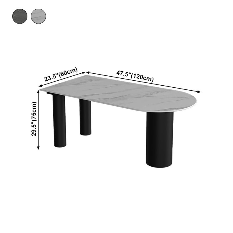 Modern Style Dining Table Sintered Stone Dining Table with Black Frame for Kitchen