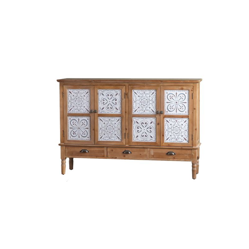 Industrial Accent Cabinet in Natural with Solid Wood Door and Drawers