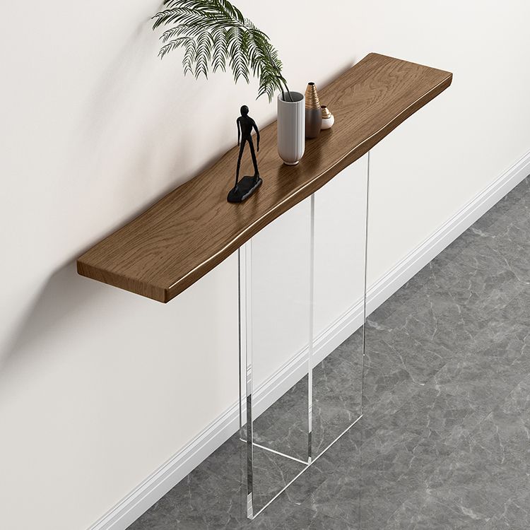 Solid Wood Rectangle Console Table 29.53-inch Tall End Table with Acrylic Leg