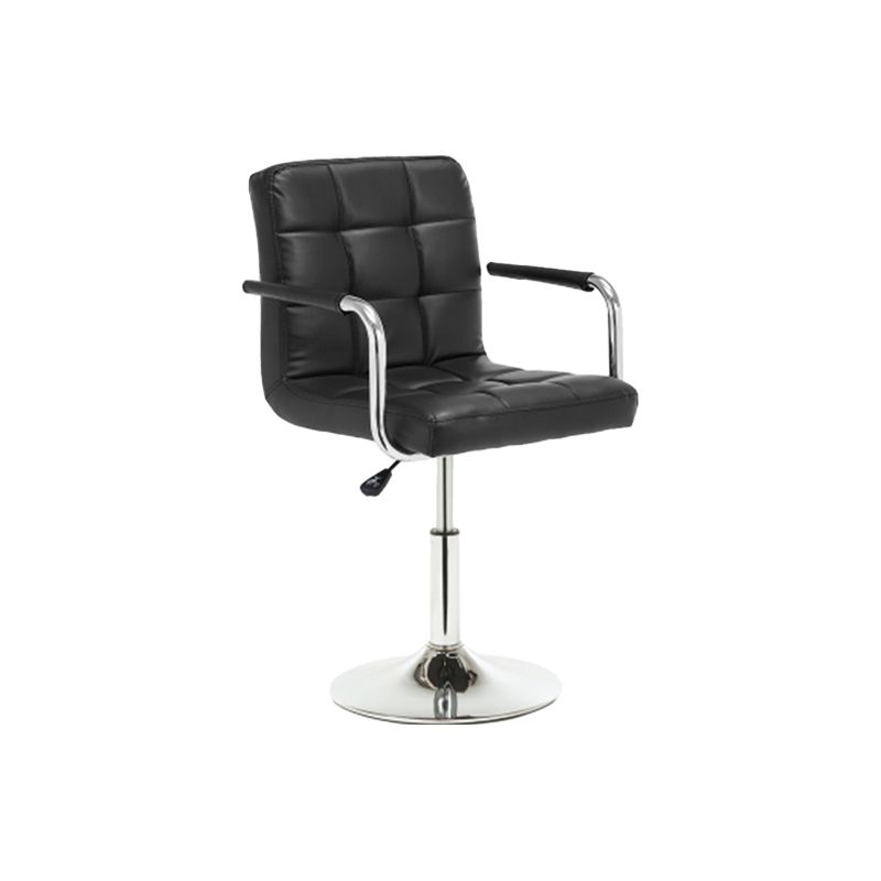 Taburete de bar con respaldo bajo de cuero moderno, taburete de mostrador de altura ajustable acolchado armado