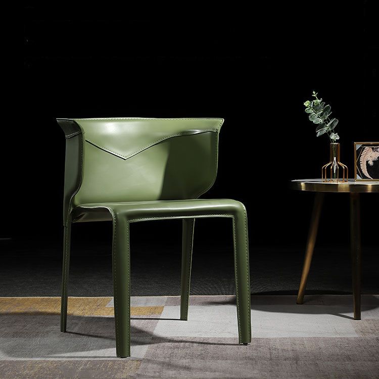 Contemporary Leather Dining Chair Arm Wingback Side Chair for Home Use