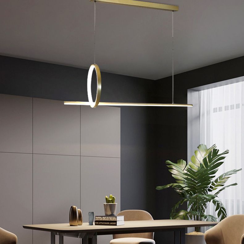 Modern Minimalist Style Linear Island Light Fixture Metal Pendant Light