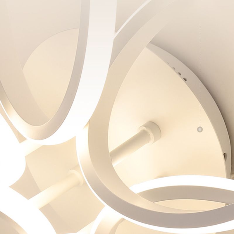 Minimalist Floral Semi Flush Mount Lighting Metal LED Bedroom Ceiling Lighting