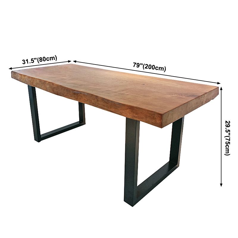 Metal Industrial Rectangle Indoor Table Solid Wood Top Table with Sled Base